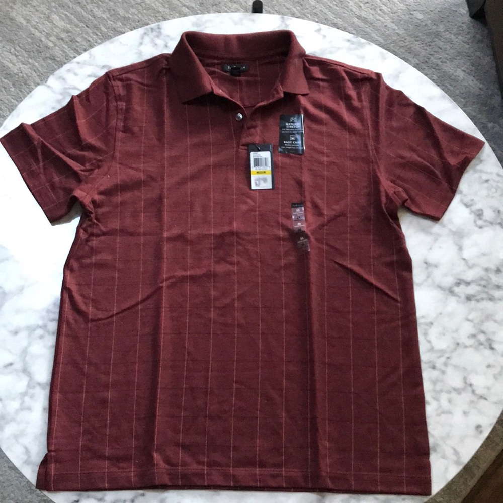 Red Rusted Root Stretch Striped Polo